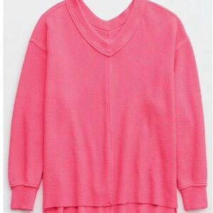 Aerie Wonder Textured V-neck Sweatshirt